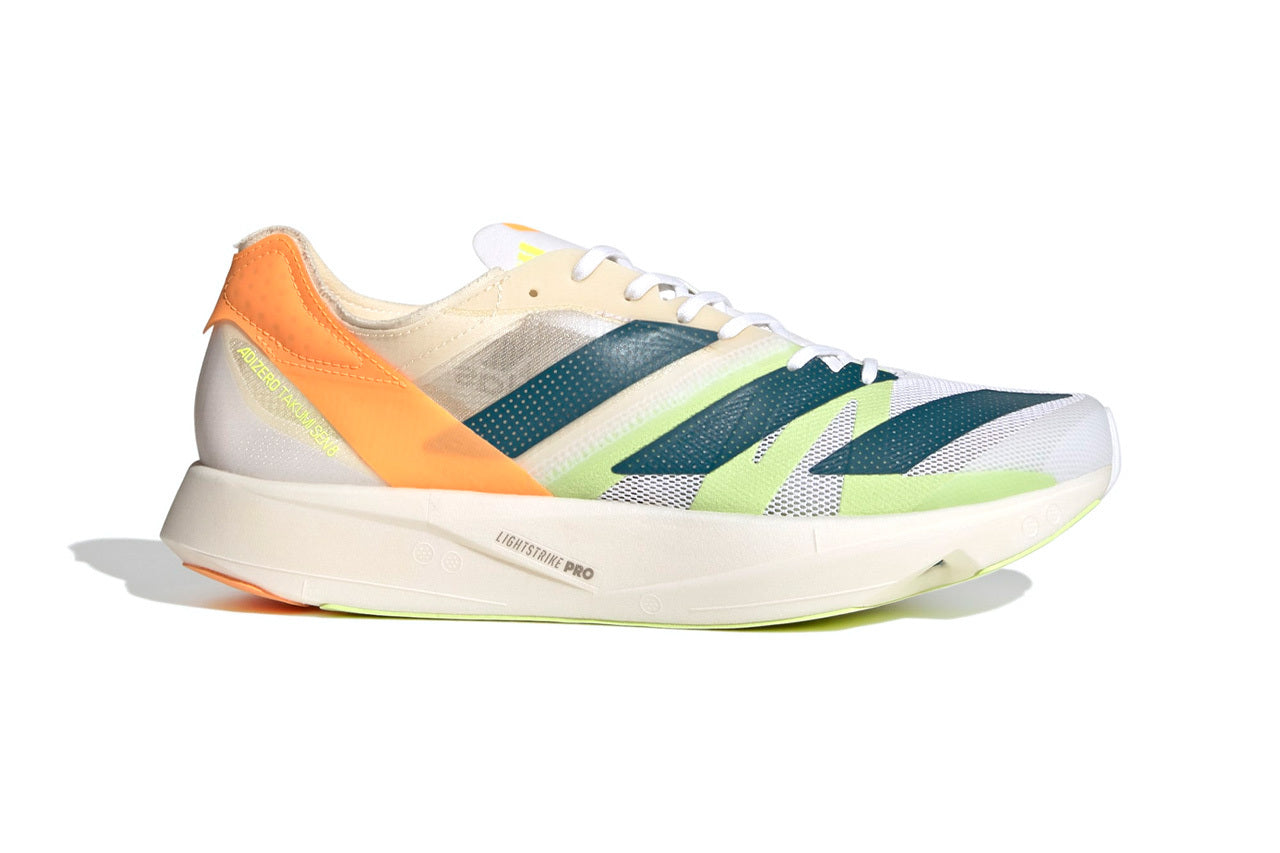 Adidas Mens adizero Takumi Sen 8 Running Shoes Runners Sneakers - White/Teal/Orange-1