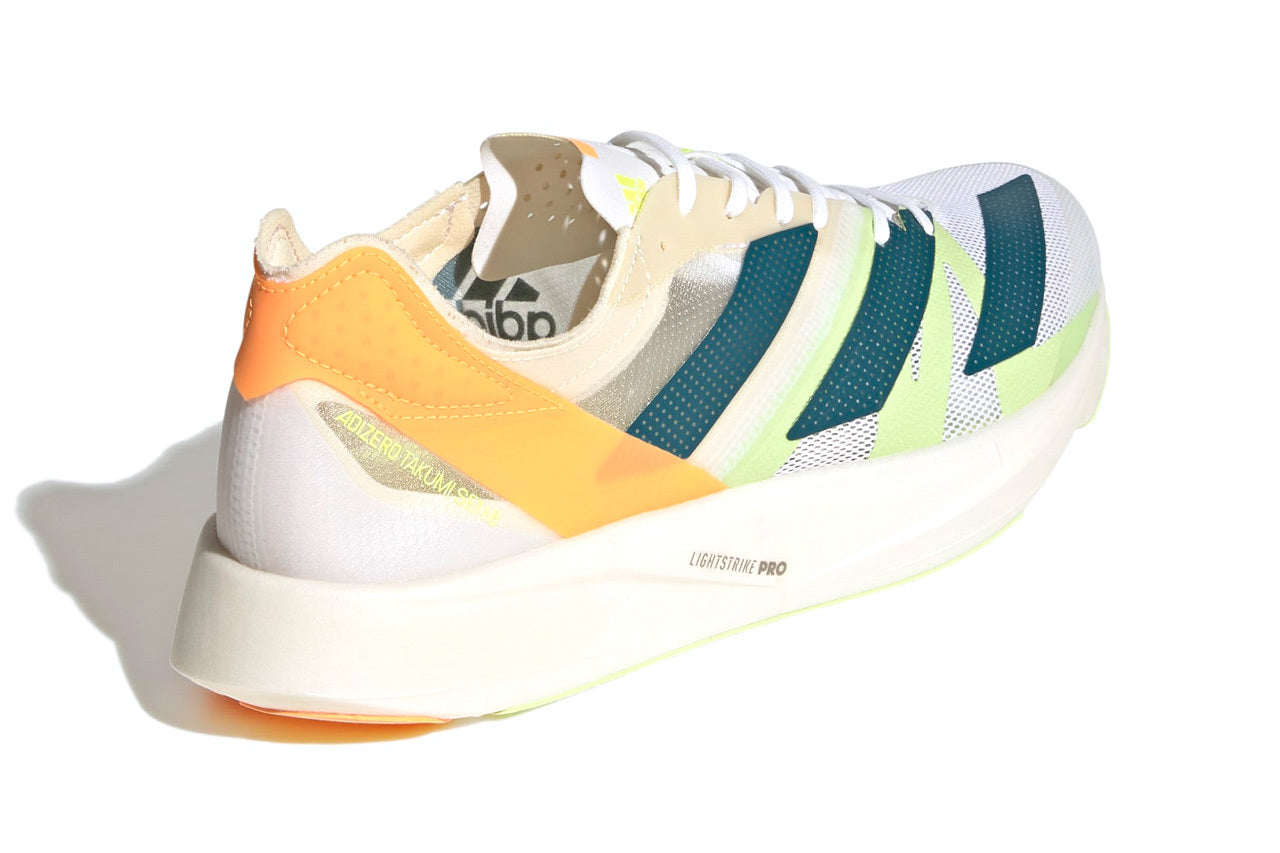 Adidas Mens adizero Takumi Sen 8 Running Shoes Runners Sneakers - White/Teal/Orange-3