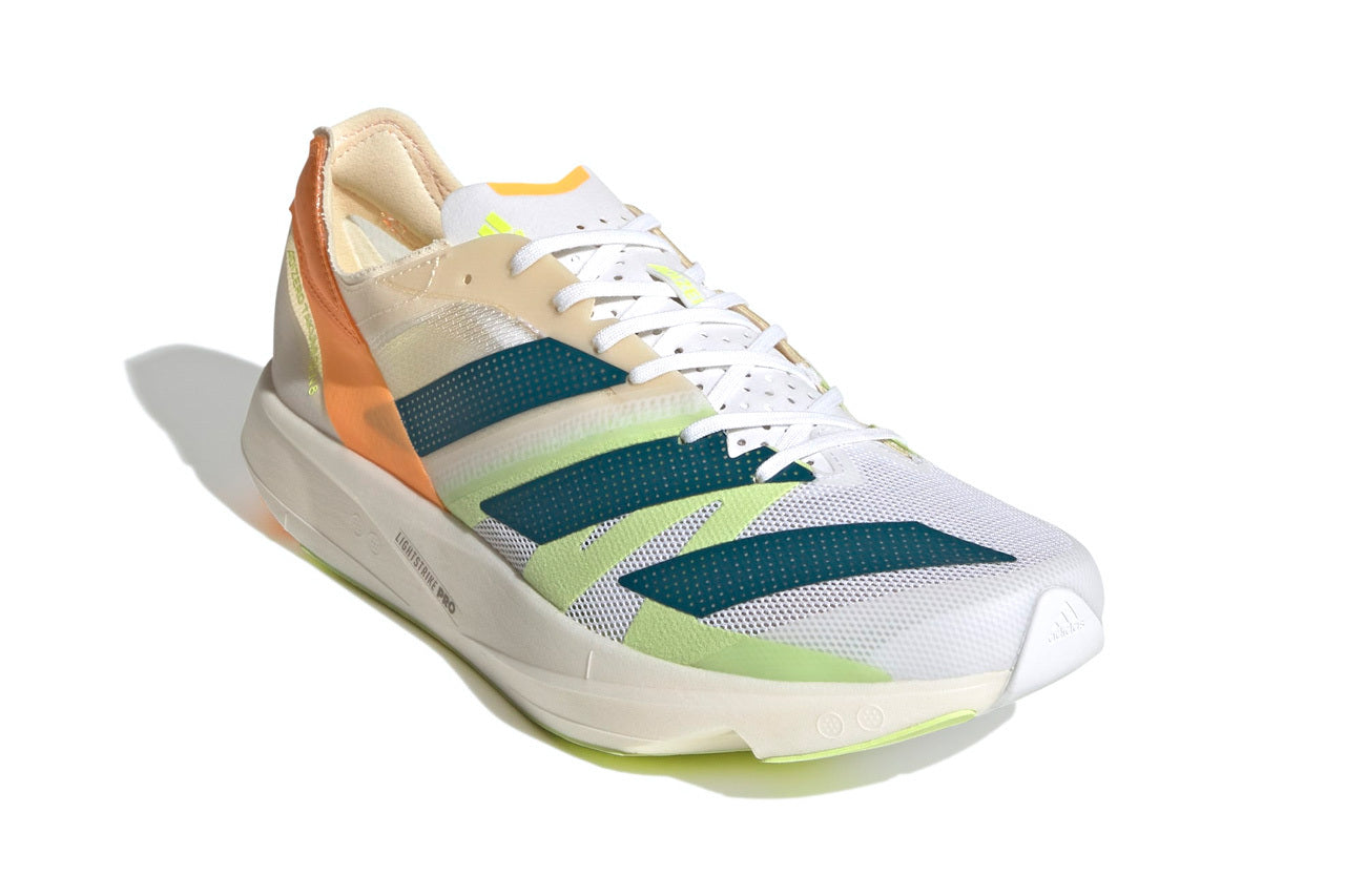 Adidas Mens adizero Takumi Sen 8 Running Shoes Runners Sneakers - White/Teal/Orange-2