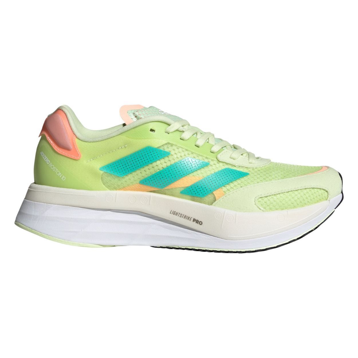 Adidas Womens Adizero Boston 10 Shoes Runners - Almost Lime / Mint Rush / Light Flash Orange-11