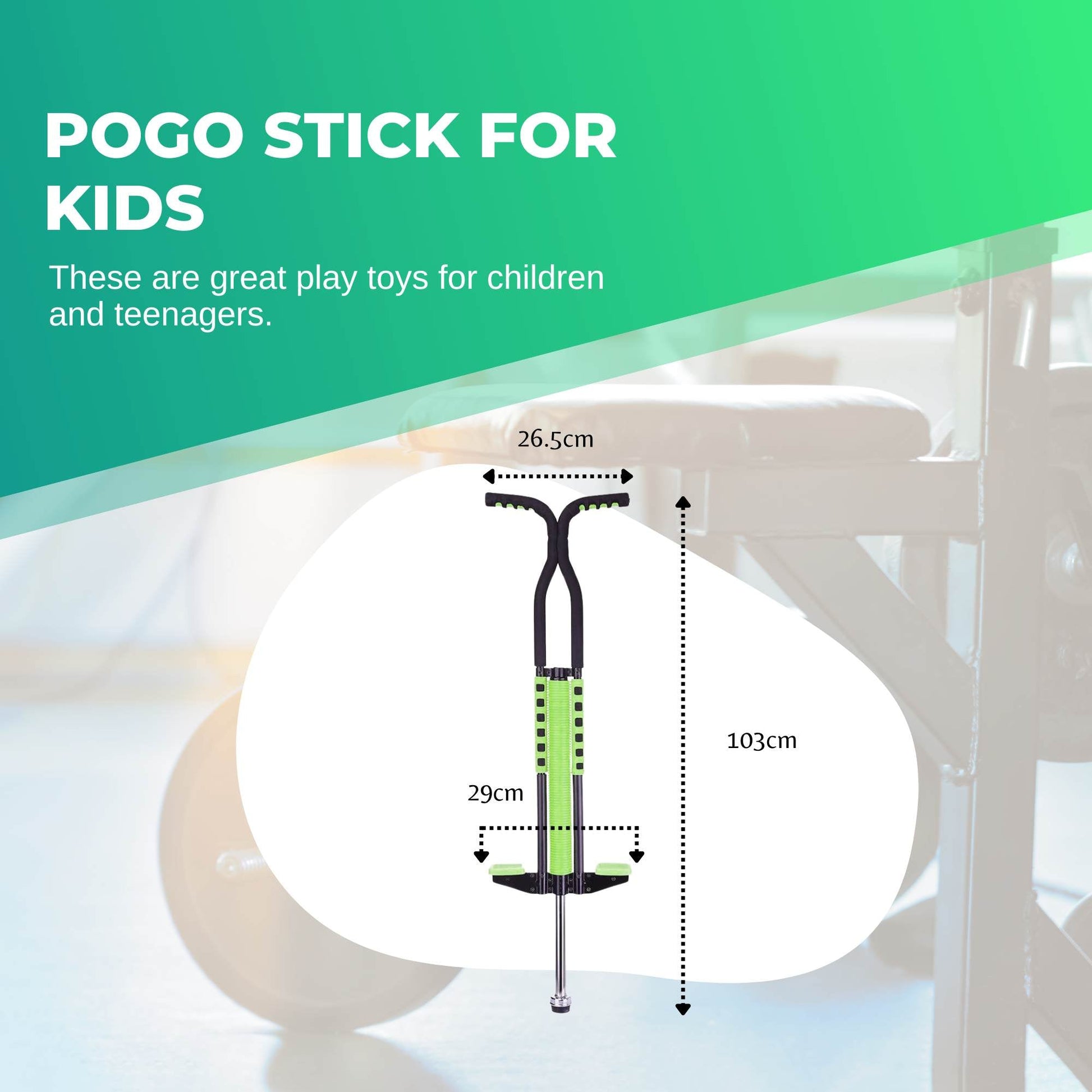 Green Pogo Stick Kids - Childrens Jumping Jackhammer Exercise Hopper Toy-1
