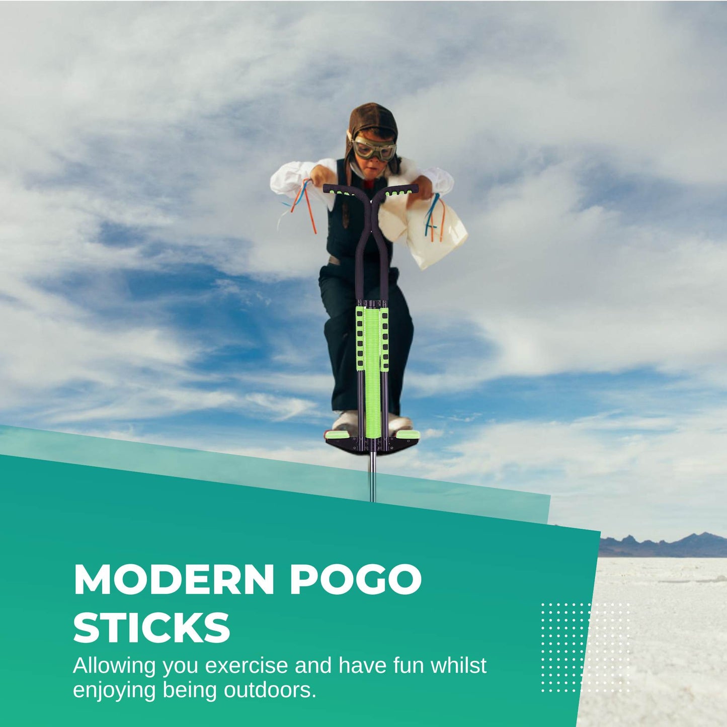 Green Pogo Stick Kids - Childrens Jumping Jackhammer Exercise Hopper Toy-2