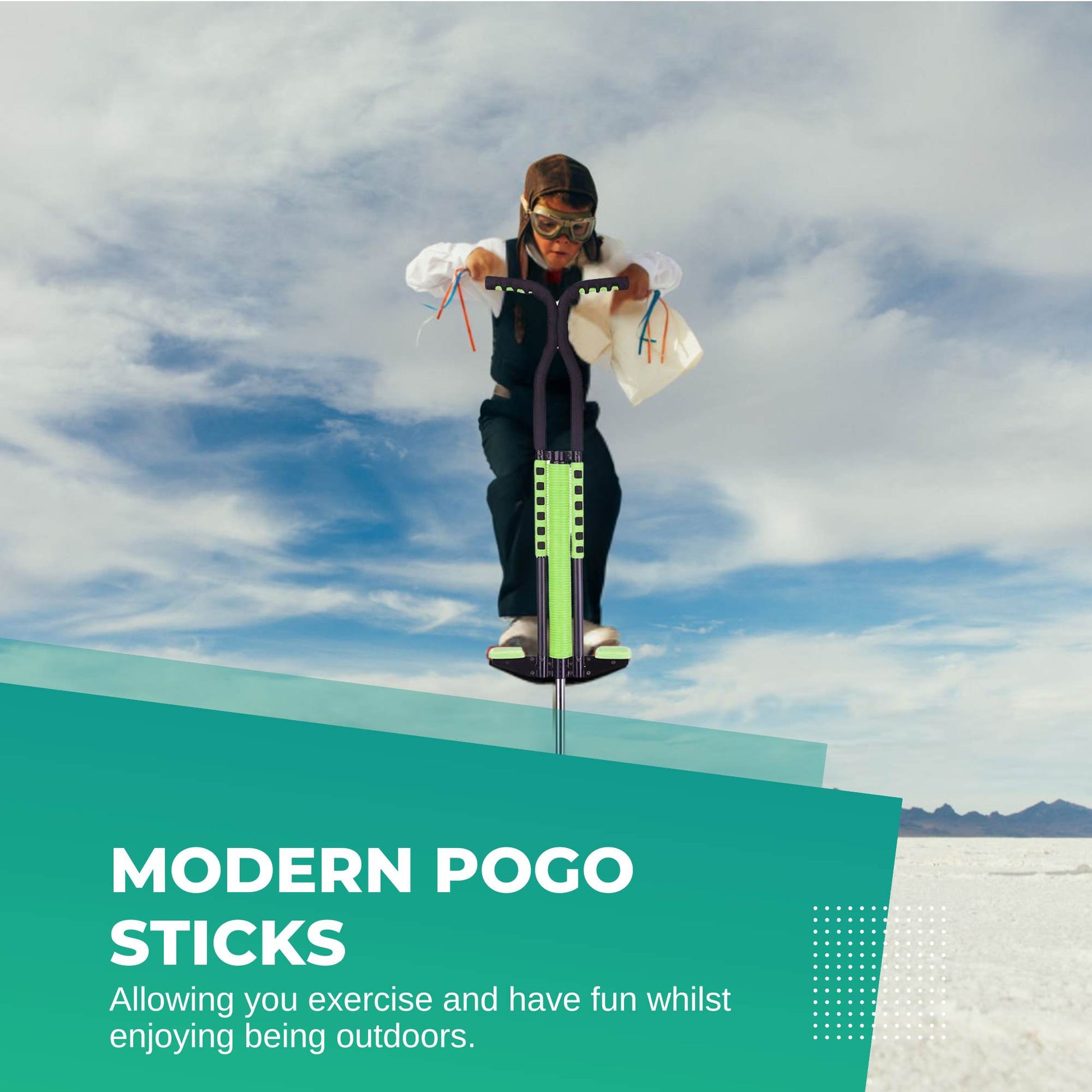 Green Pogo Stick Kids - Childrens Jumping Jackhammer Exercise Hopper Toy-2