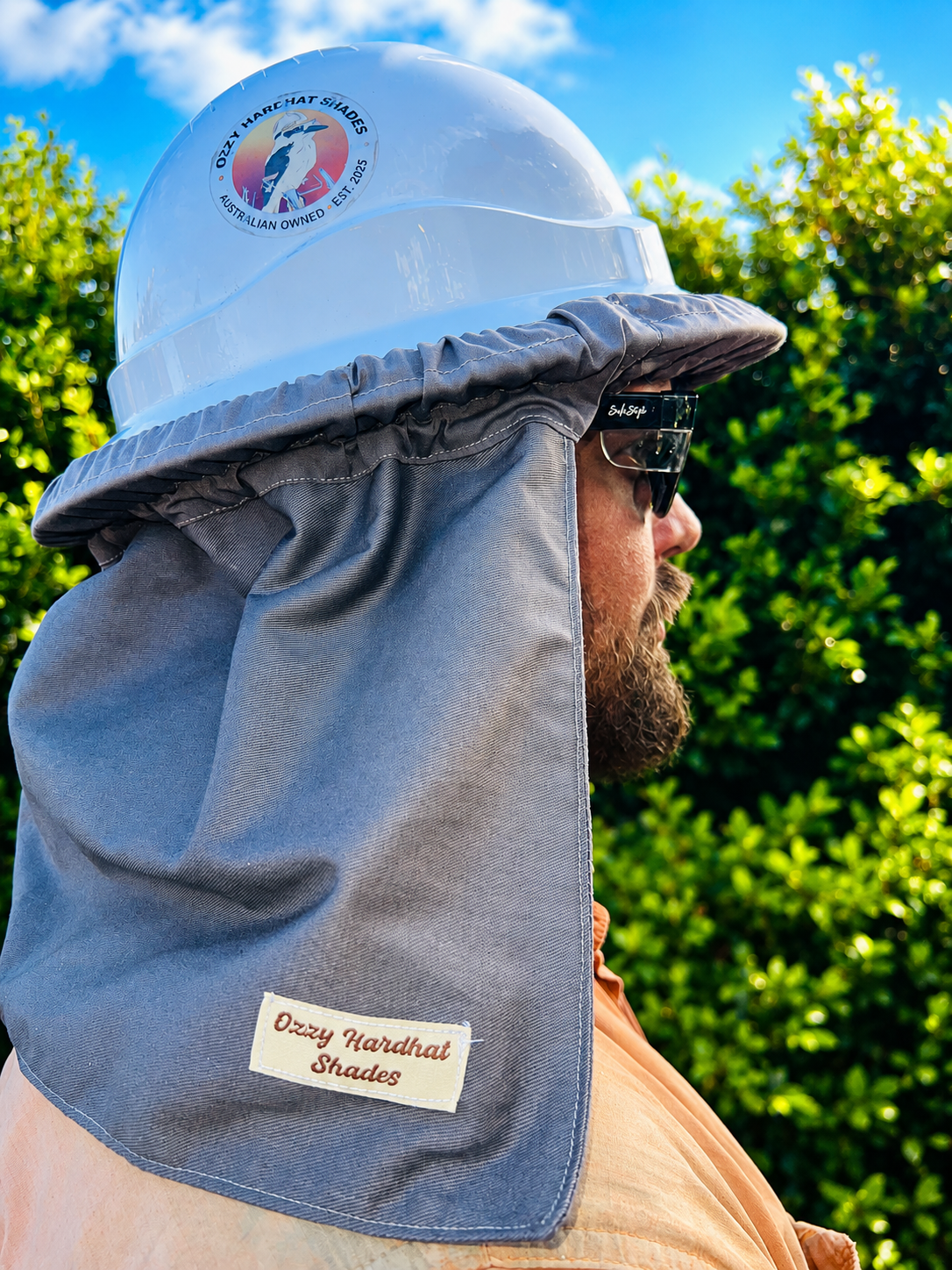 Ozzy Hardhat Shade - UPF50+ Neck Sun Protection - Grey-0