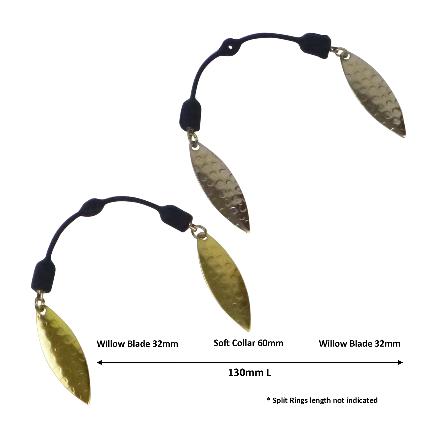 Swimerz Duo Tail Spinner, Hammered Brass, 5 Pack-2