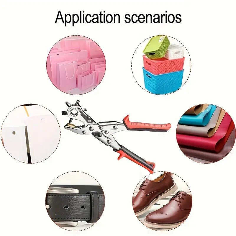 Multi-Size Leather Belt Eyelet Hole Punch Puncher Plier Revolving Handcraft Tool-4