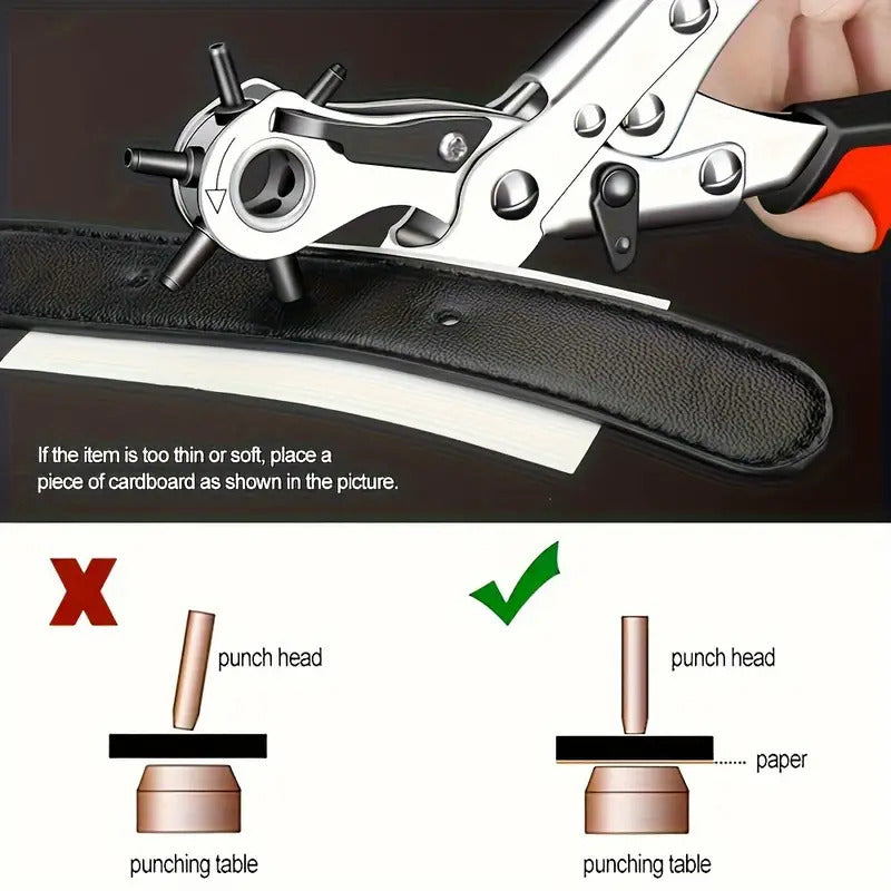 Multi-Size Leather Belt Eyelet Hole Punch Puncher Plier Revolving Handcraft Tool-2