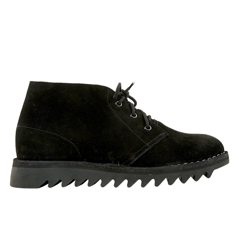 Ripple Sole Mens Harley Suede Leather Desert Boots Chukka Shoes Lace Up - Black-5