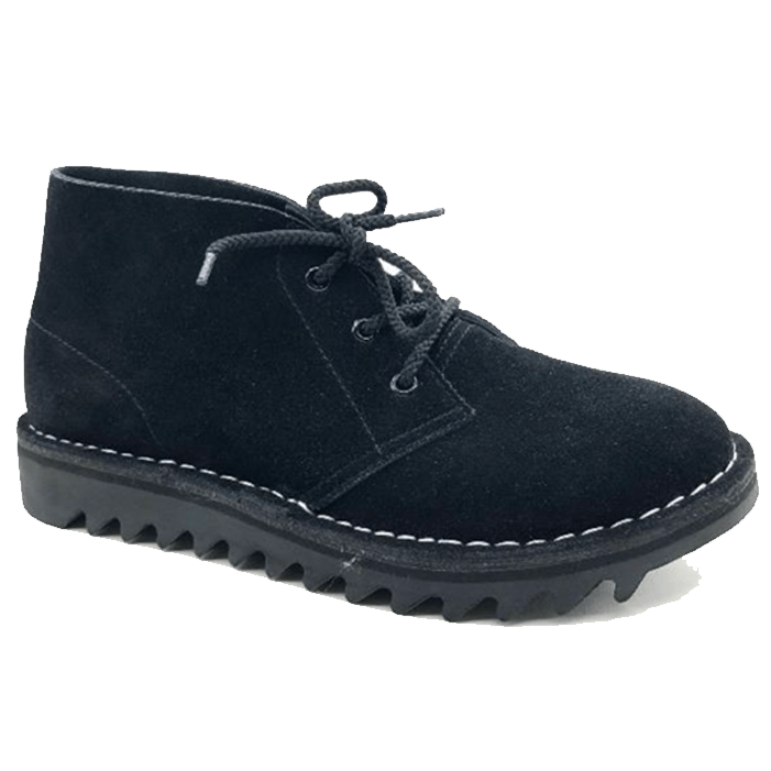 Ripple Sole Mens Harley Suede Leather Desert Boots Chukka Shoes Lace Up - Black-3