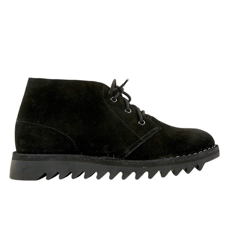 Ripple Sole Mens Harley Suede Leather Desert Boots Chukka Shoes Lace Up - Black-4