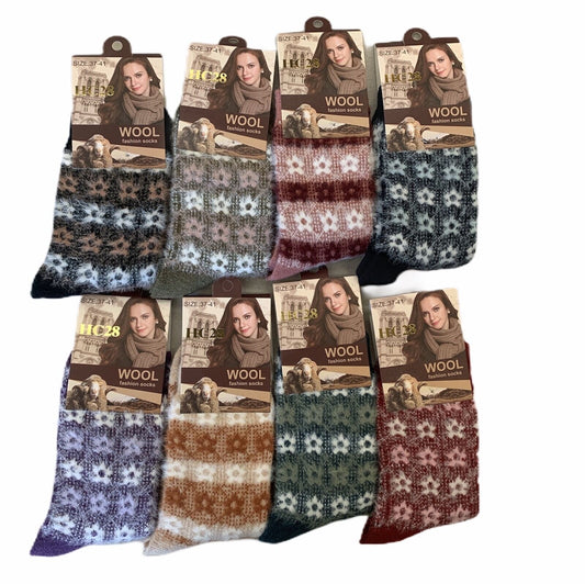 6x Womens Angora Wool Blend Socks - Soft & Warm (EU37-EU41)-0