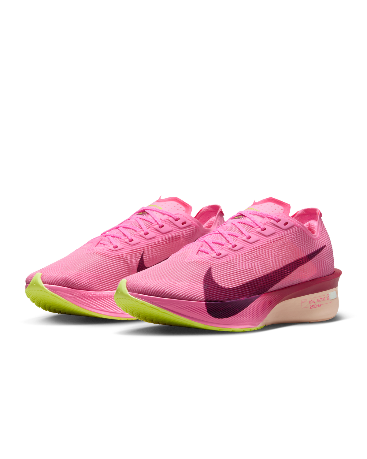 Nike Womens Vaporfly 4 Road Racing Shoes in Pink Spell/Hyper Pink/Volt Ice/Bordeaux
