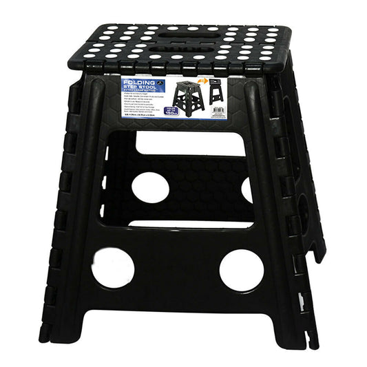 125kg Plastic Folding Step Stool 39cm Portable Chair Flat Indoor/Outdoor Home - Black-0
