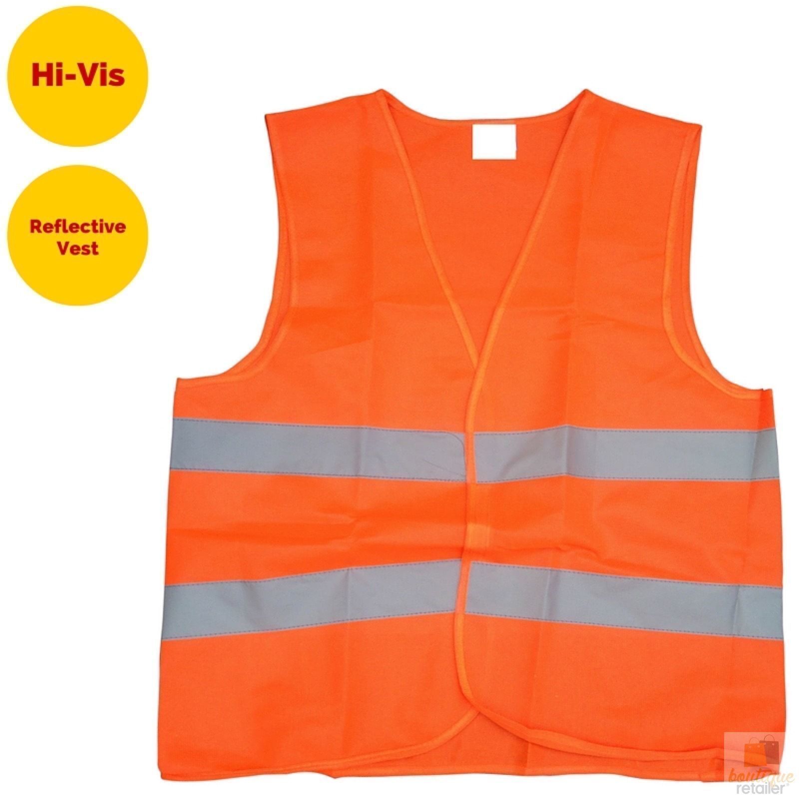 Hi Vis Safety VEST Reflective Tape Workwear Orange ONE SIZE Night & Day Use-1