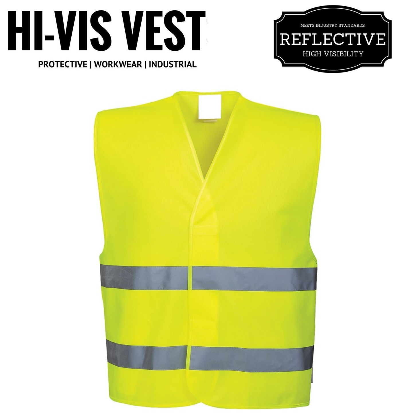Hi Vis Safety VEST Reflective Tape Workwear Yellow ONE SIZE Night & Day Use-1