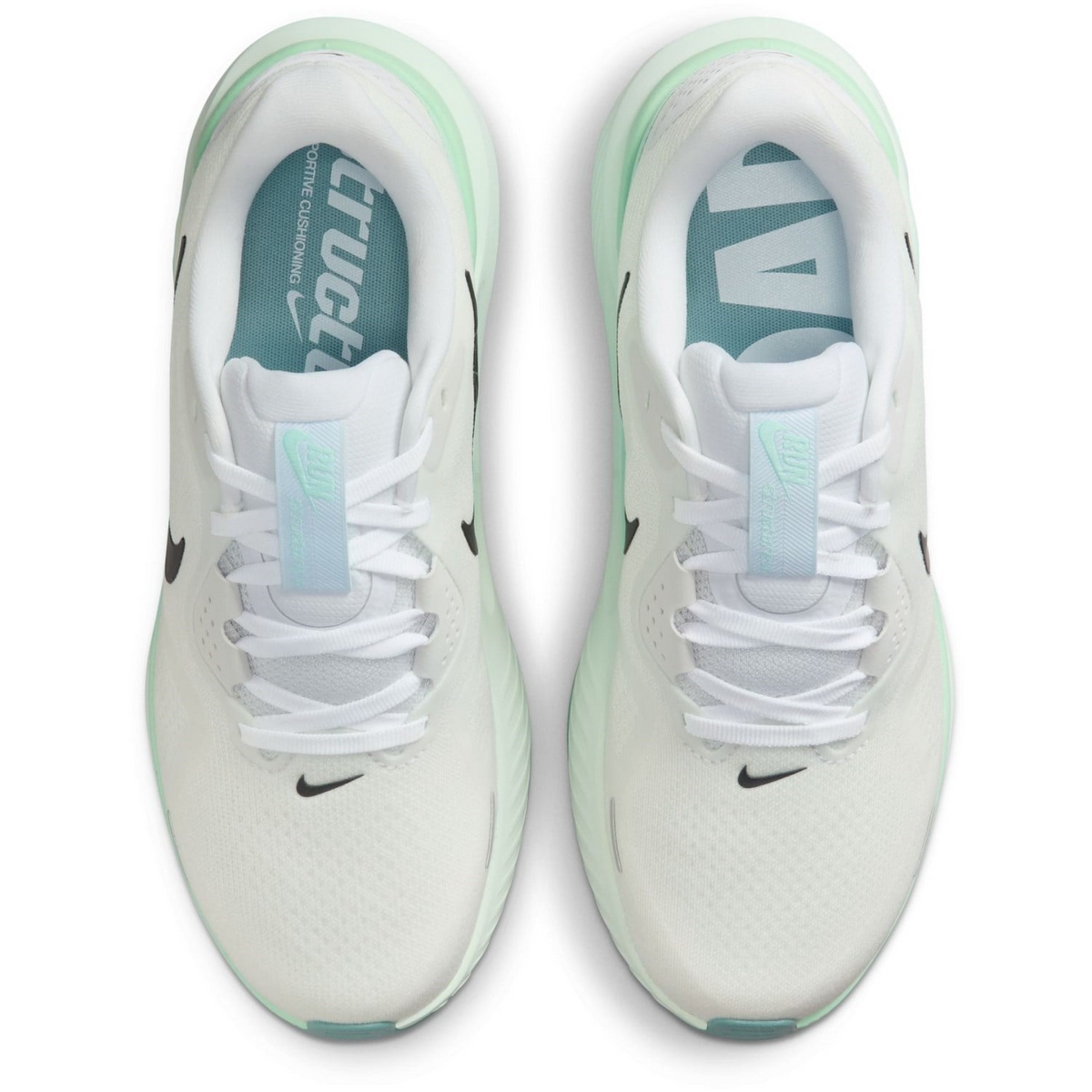 Nike Womens Structure 26 Sneakers Runners Shoes in White/Black/Barely Green/Mint Foam