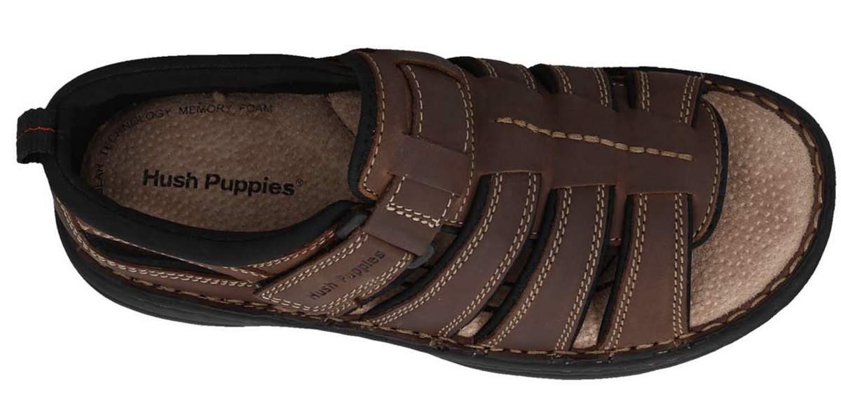HUSH PUPPIES SPARTAN Mens Leather Wide Fit Comfort Sandals Shoes Slip On - Brown