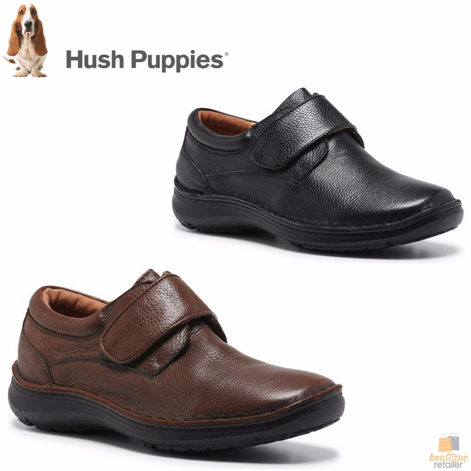 HUSH PUPPIES BLOKE Leather Shoes Slip On Extra Wide Work All Day Comfort-1