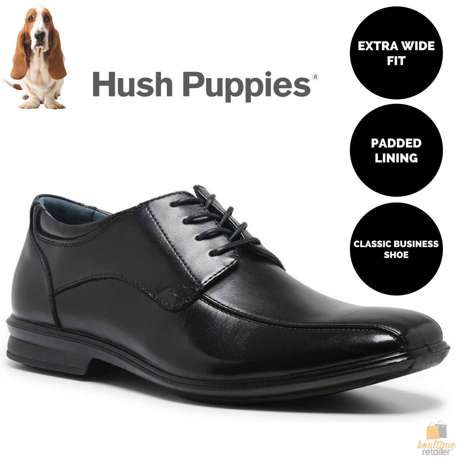 HUSH PUPPIES CAREY Leather Formal Business Shoes Casual Work Loafers Extra Wide-1