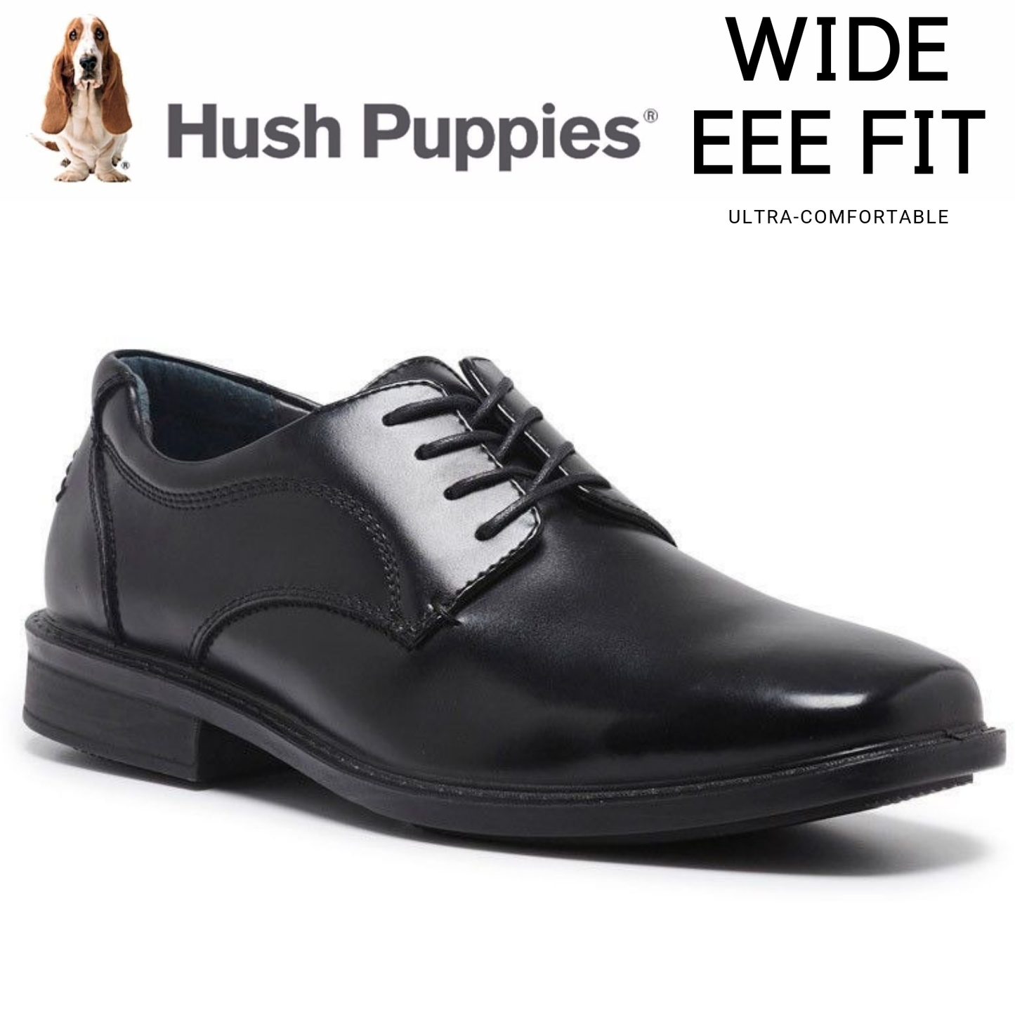 HUSH PUPPIES HEATHCOTE Leather Everyday Shoes Lace Up Extra Wide Work Business-1