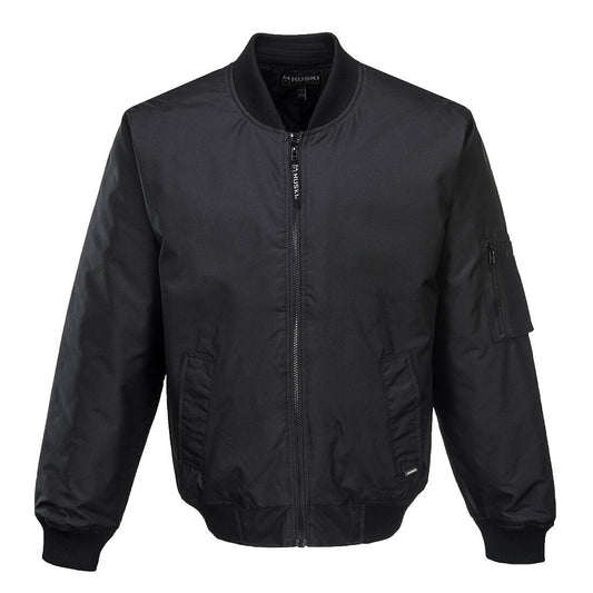 HUSKI Mens Quilted Combat Bomber Waterproof Jacket Windproof Workwear Coat - Black
