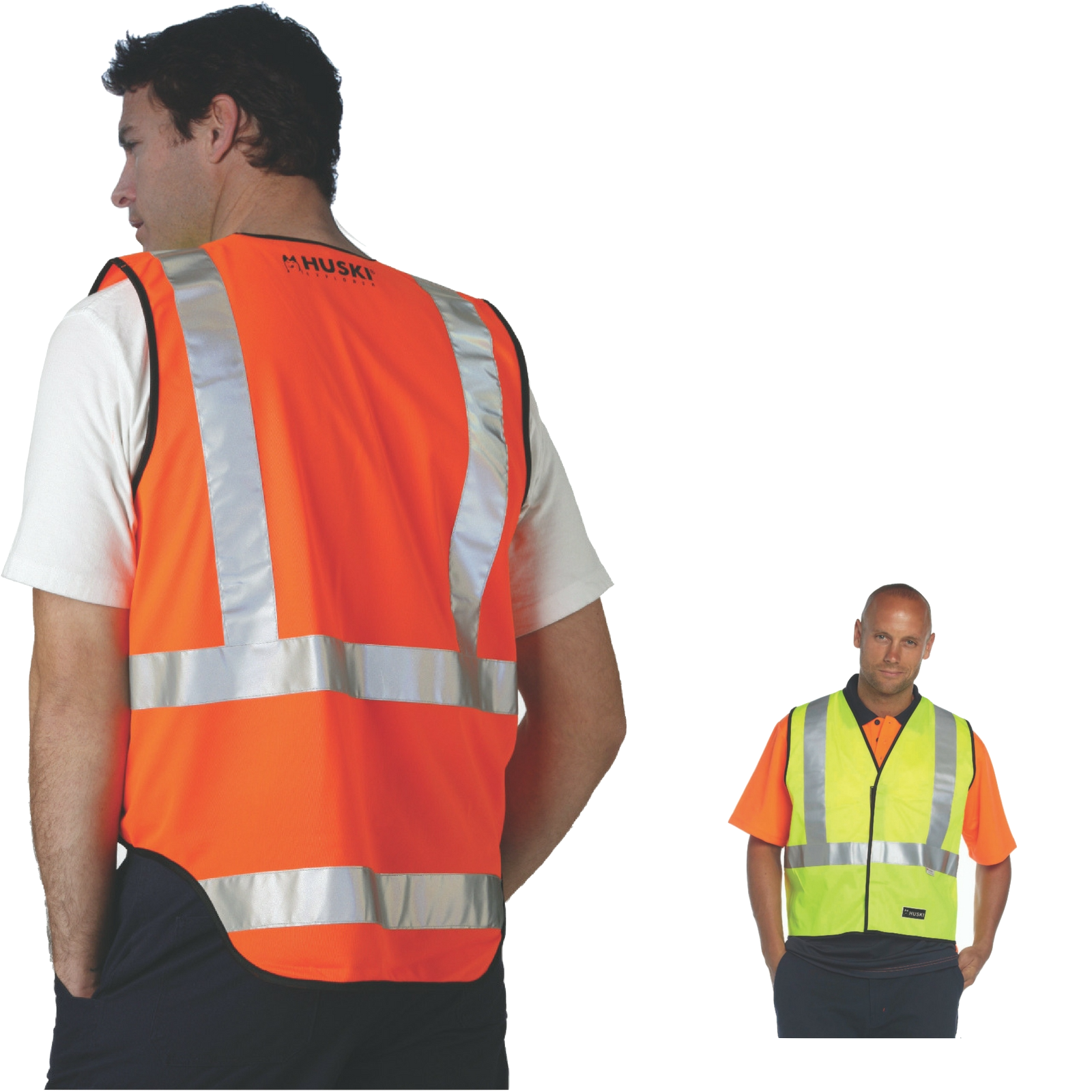 HUSKI Hi Vis Patrol Vest 3M Reflective Tape Safety Workwear High Visibility-3