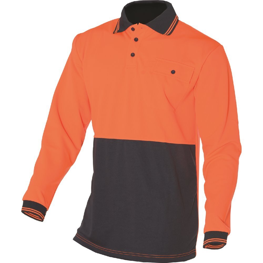 HUSKI Hi Vis Polo Shirt Long Sleeve Safety High Visibility Workwear Driver PPE-5