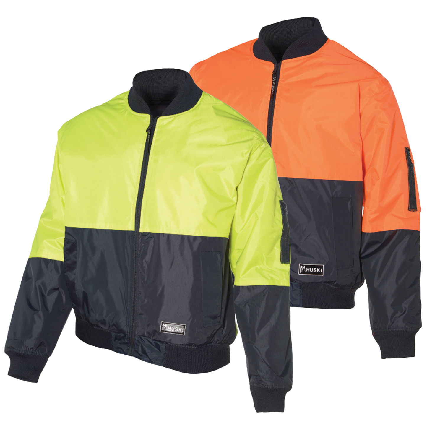 HUSKI 3M Flyer Fully Waterproof Bomber Jacket Hi Vis Work Quilted Lining-1
