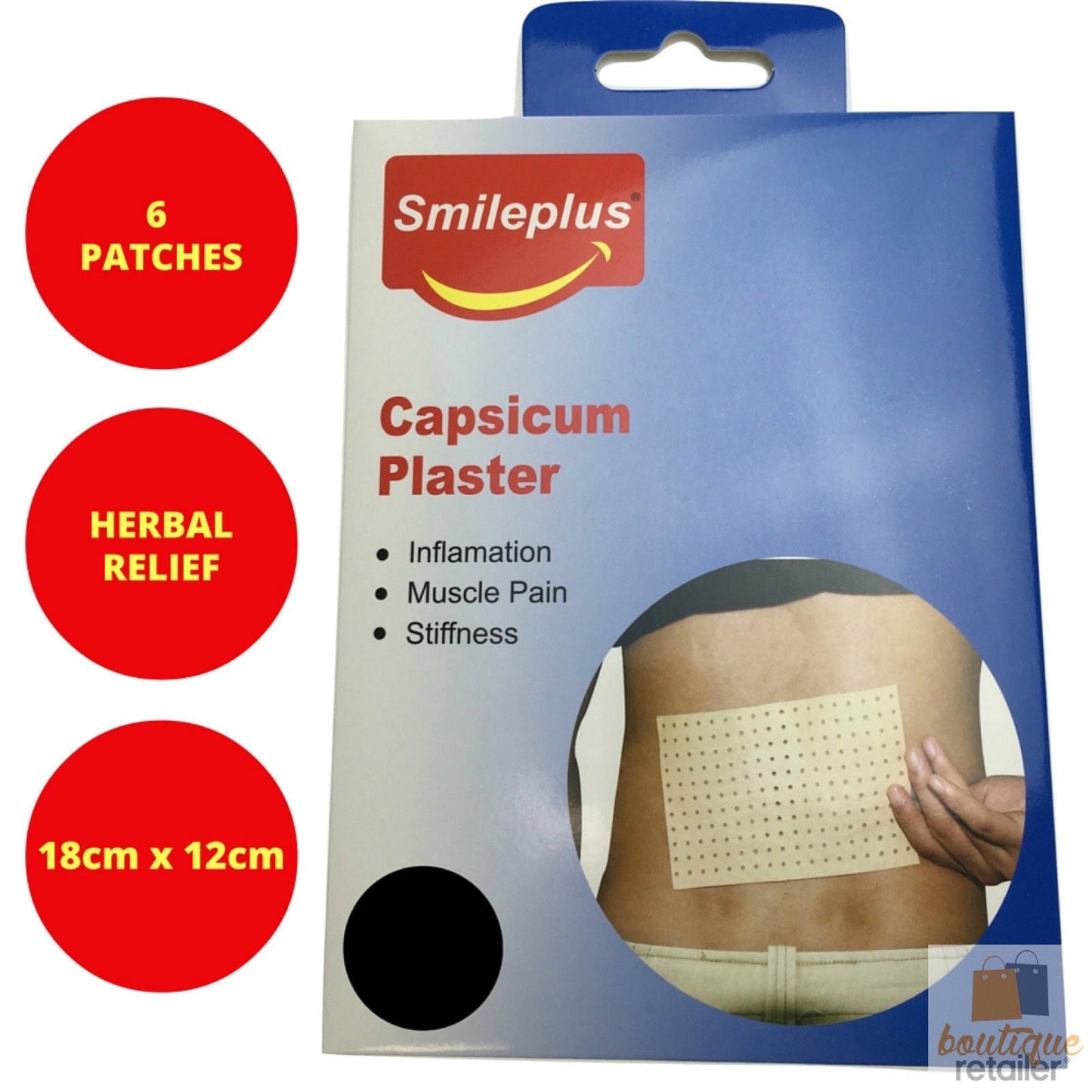 6x Capsicum Plaster Patches - Herbal Muscle Pain Inflammation Ache Relief-1