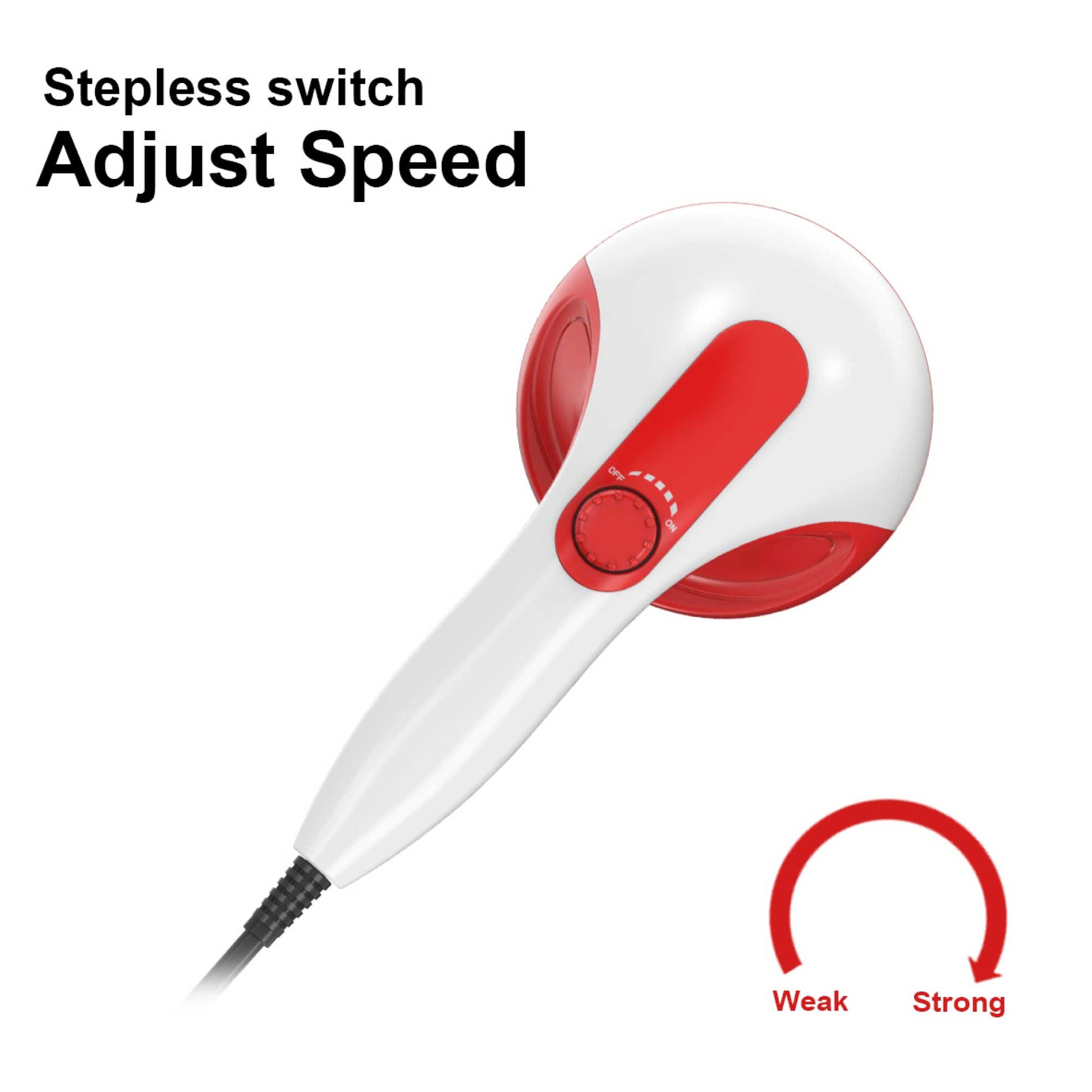 Handheld Vibration Massager Red - 4 Interchangeable Heads Adjustable Speed-3
