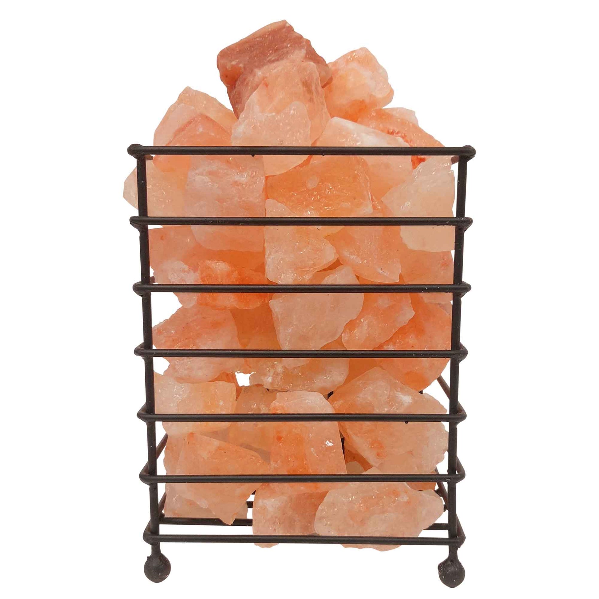 Himalayan Pink Salt Lamp - 12V 12W Iron Basket Rectangle Shape Carved  Rock-0