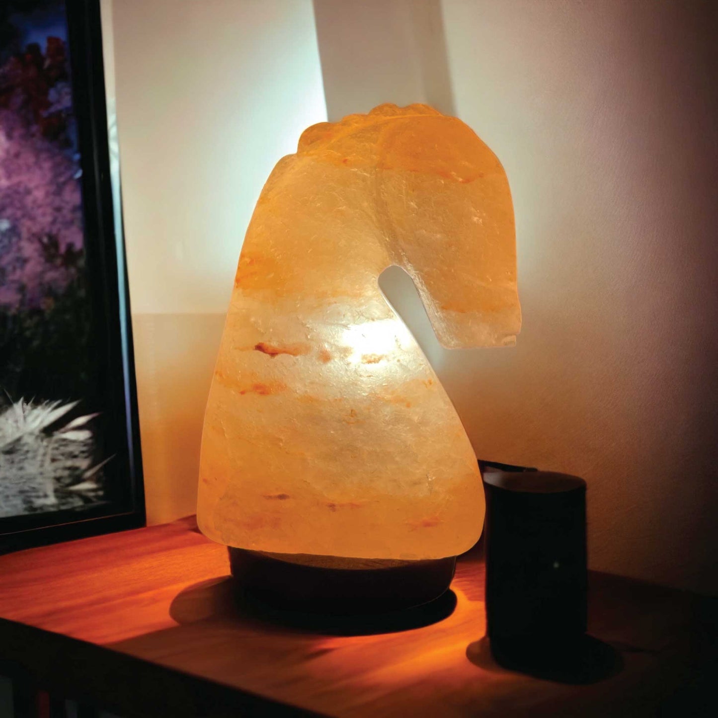 Himalayan Pink Salt Lamp - 12V 12W Knight Horse Shape Carved Crystal Rock-1