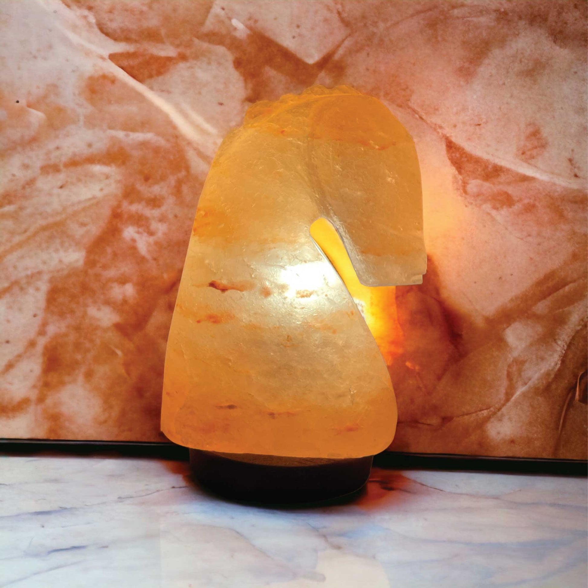 Himalayan Pink Salt Lamp - 12V 12W Knight Horse Shape Carved Crystal Rock-4
