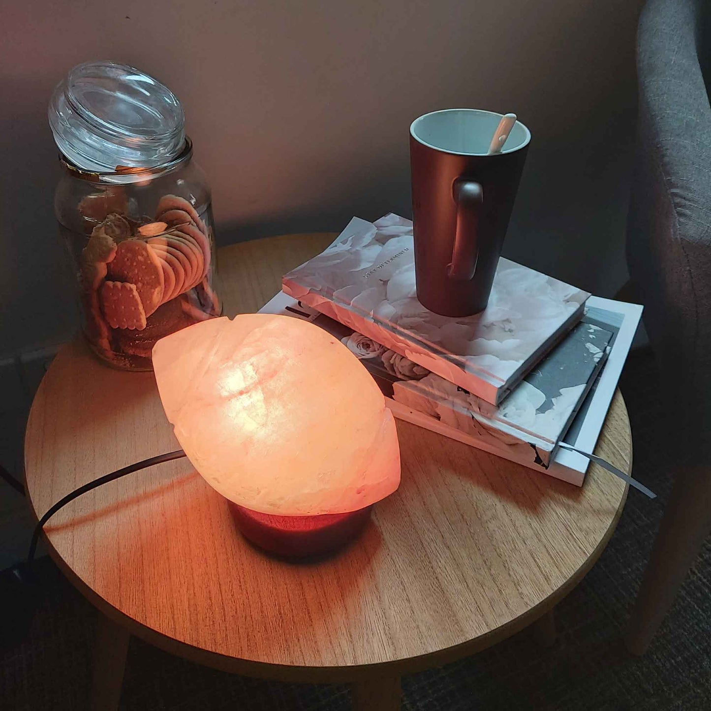 Himalayan Pink Salt Lamp - 12V 12W Rugby Footy Ball Shape Carved Crystal Rock-4
