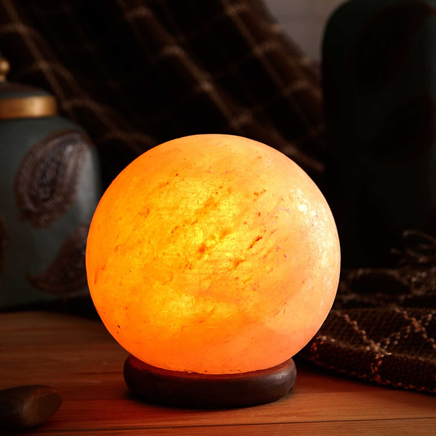 Himalayan Pink Salt Lamp - 6.5" Inches Ball Sphere Shape Carved Crystal Rock-2