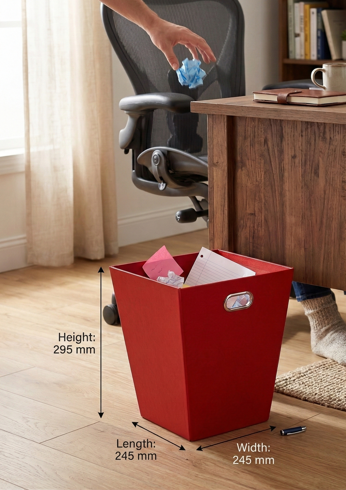 12L EAZI FOLD Foldable Office Waste Rubbish Bin Collapsible Space Saving in Red