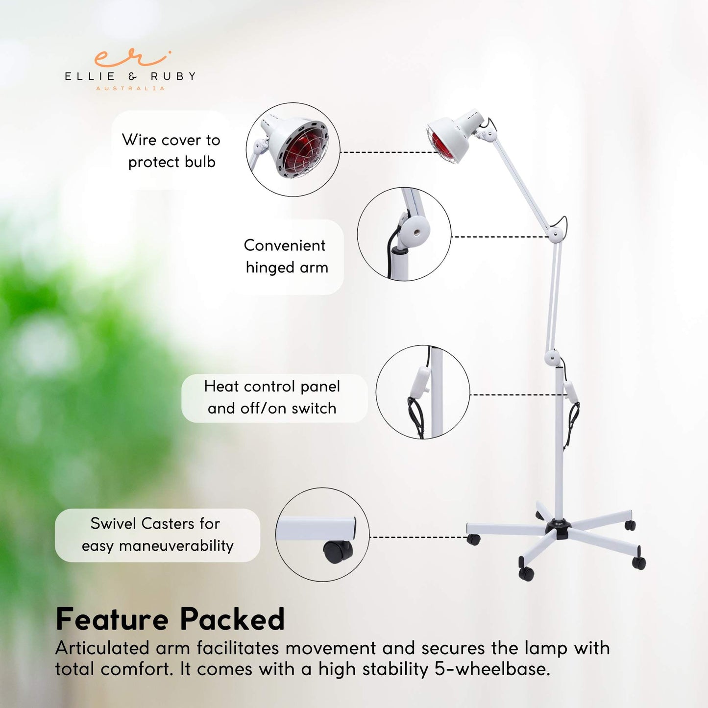 Infrared Heat Floor Lamp 275W Mobile Dimmable Salon Home Thermotherapy Treatment-3