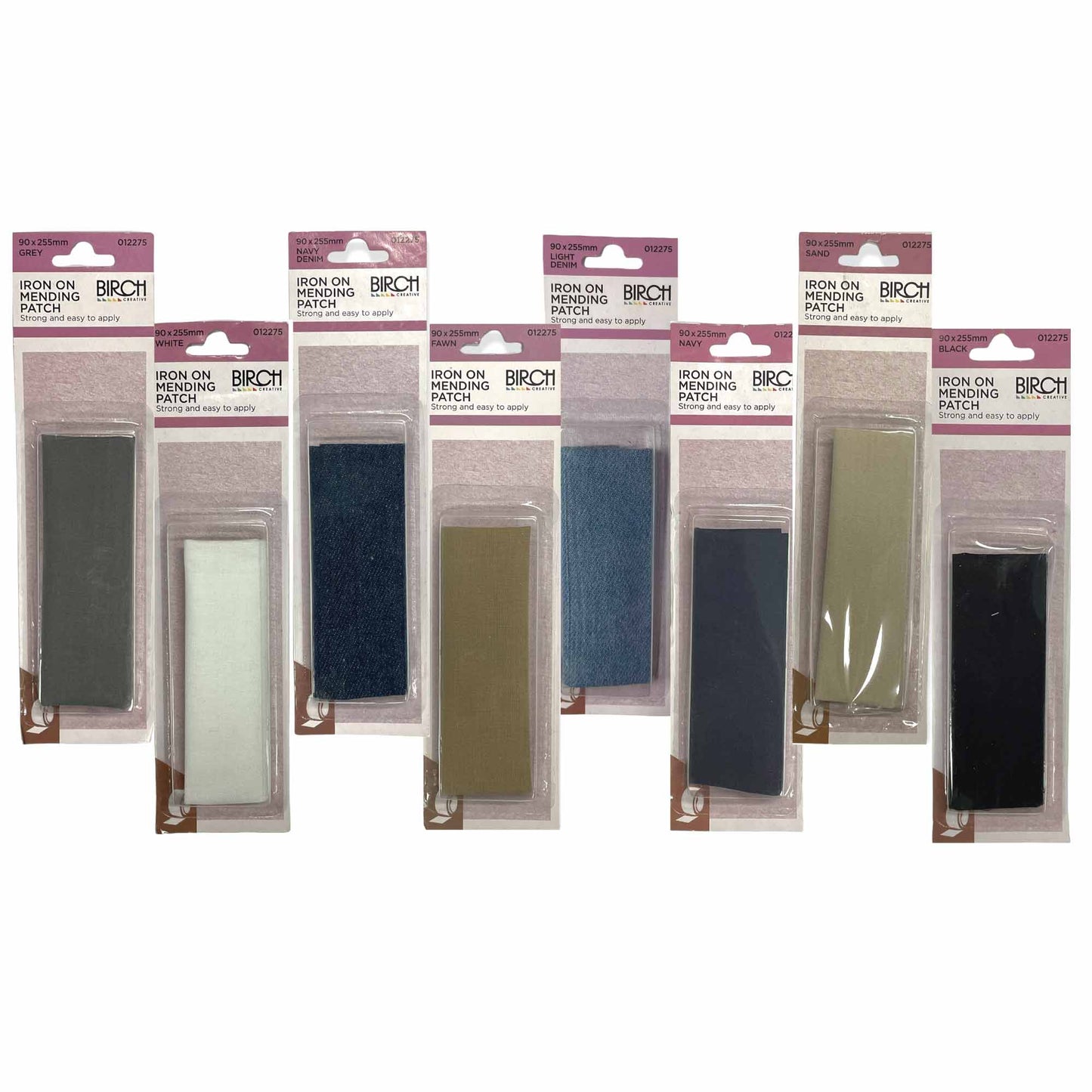 Iron On Mending Patch 90x255mm Cotton Clothes Repair Patches All Colours Birch-0