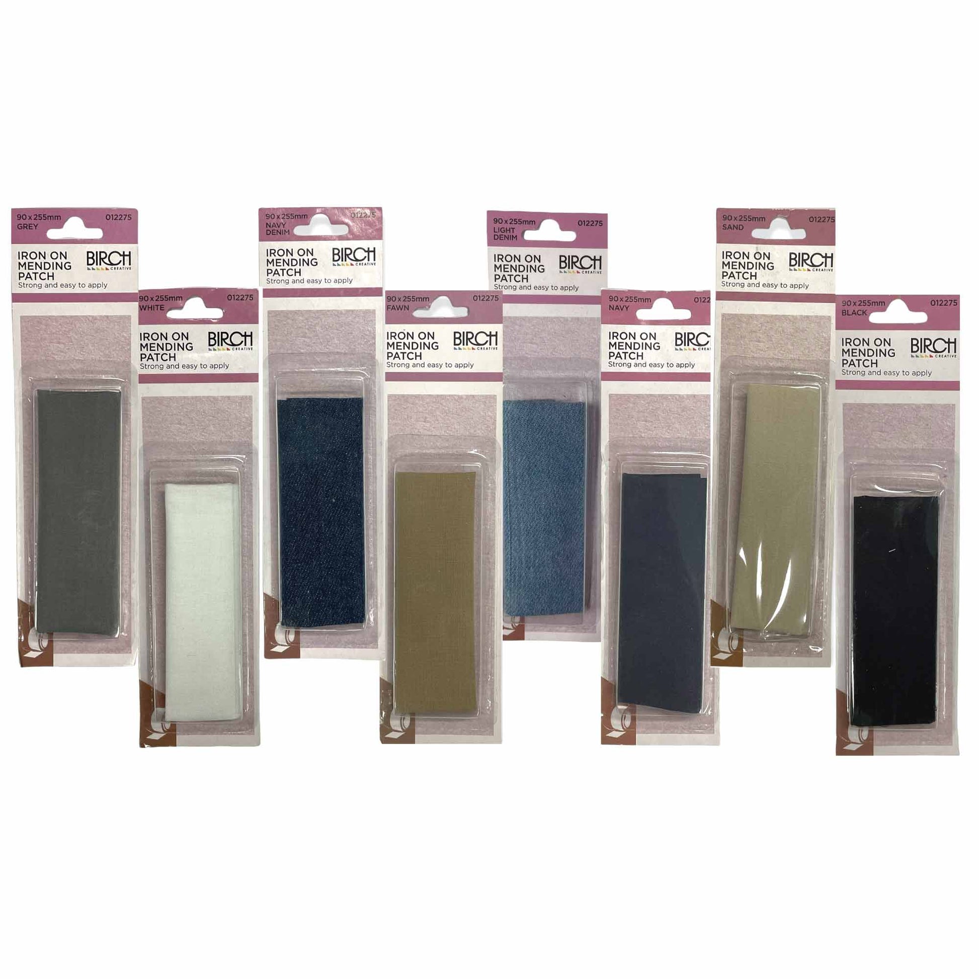 Iron On Mending Patch 90x255mm Cotton Clothes Repair Patches All Colours Birch-0