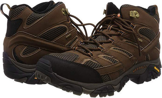 Merrell Mens Moab 2 Mid GTX Gore-Tex Hiking Shoes Boots Trail Outdoor - Earth
