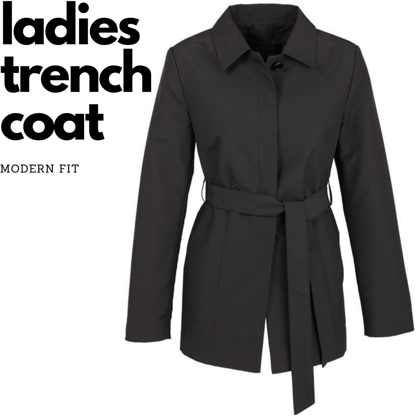 Womens Winter Button Long Trench Coat Jacket Parka Overcoat - Black-1