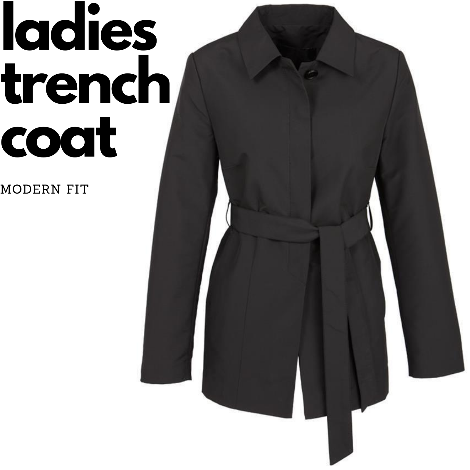 Womens Winter Button Long Trench Coat Jacket Parka Overcoat - Black-1