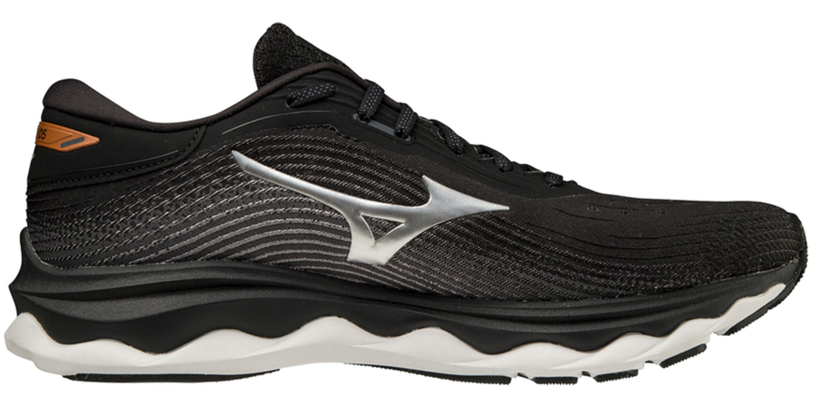 Mizuno Mens Wave Sky 5 Running Athletic Shoes Sneakers - Black/Silver Orange-1
