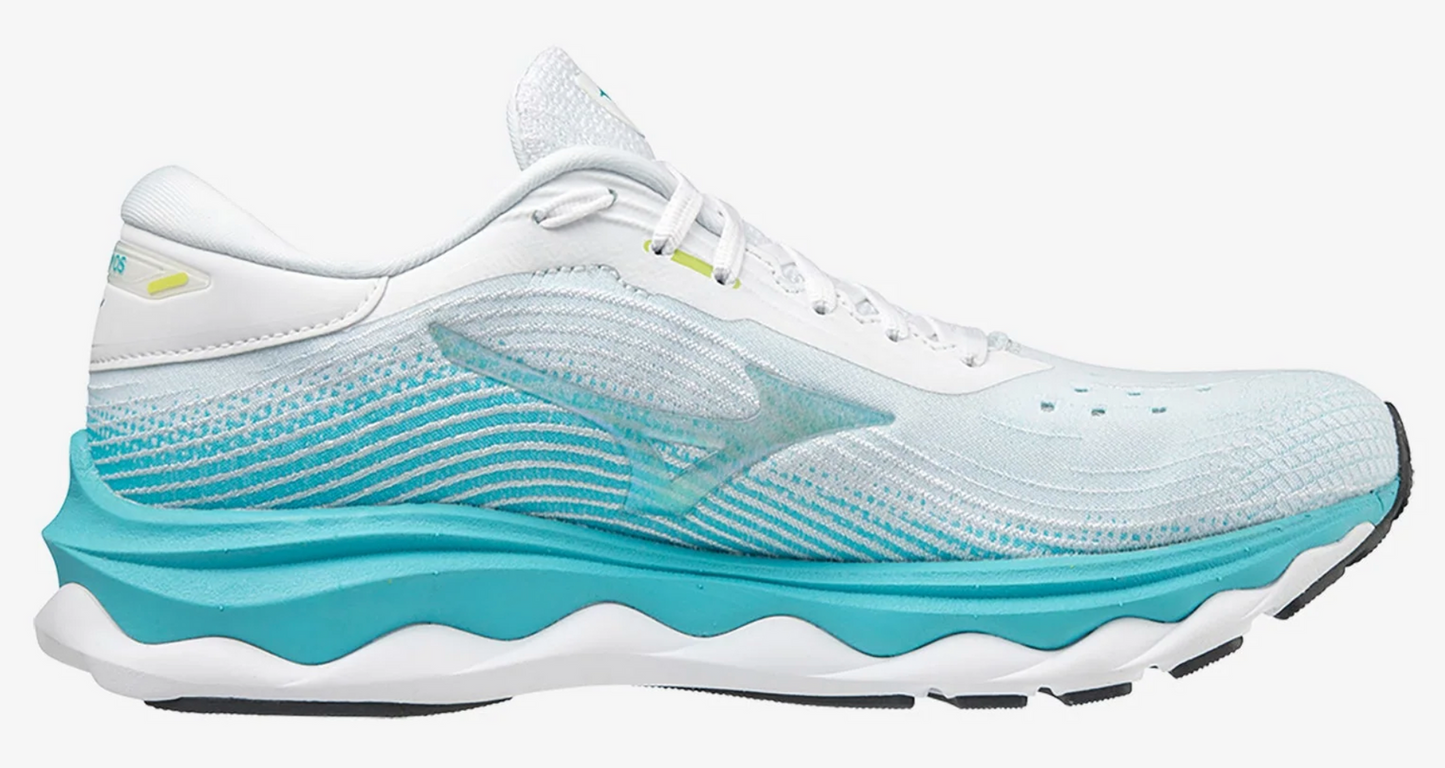 Mizuno Womens Wave Sky 5 Athletic Running Shoes Runners Sneakers - Aqua/White-0