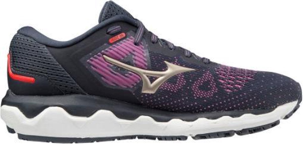 Mizuno Womens Wave Horizon 5 Running Athletic Shoes Sneakers - Black/Purple-1