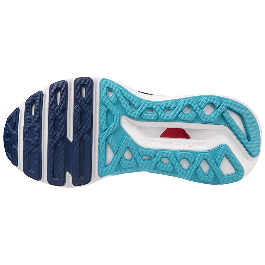 Mizuno Women's Wave Horizon 6 Running Shoes in Dazzling Blue/Silver/Neon Flame – Size US 7.5
