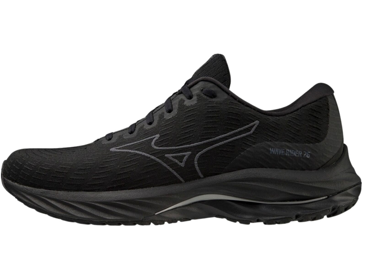 Mizuno Wave Rider 26 SSW Womens Running Shoes – Black/Ultimate Gray – Smooth Stretch Woven – Enerzy Foam – Cushioned & Stable US 7