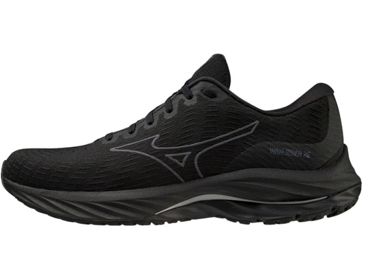 Mizuno Wave Rider 26 SSW Womens Running Shoes – Black/Ultimate Gray – Smooth Stretch Woven – Enerzy Foam – Cushioned & Stable US 7