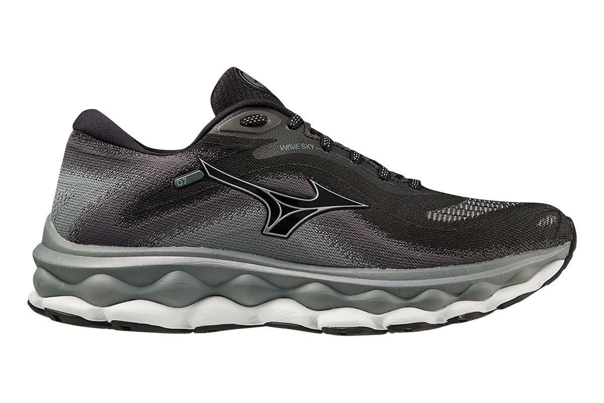 Mizuno Wave Sky 7 Womens Running Shoes D Wide in Black / Silverstar  – Size US 7