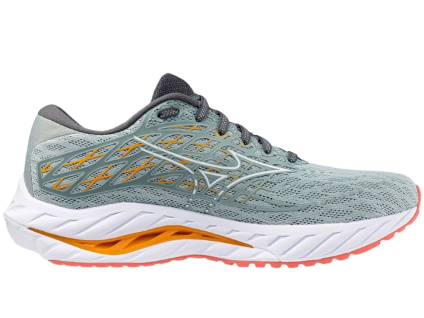 Mizuno Womens Wave Inspire 20 Running Shoes – Grey Mist/White/Dubarry – Size US 7